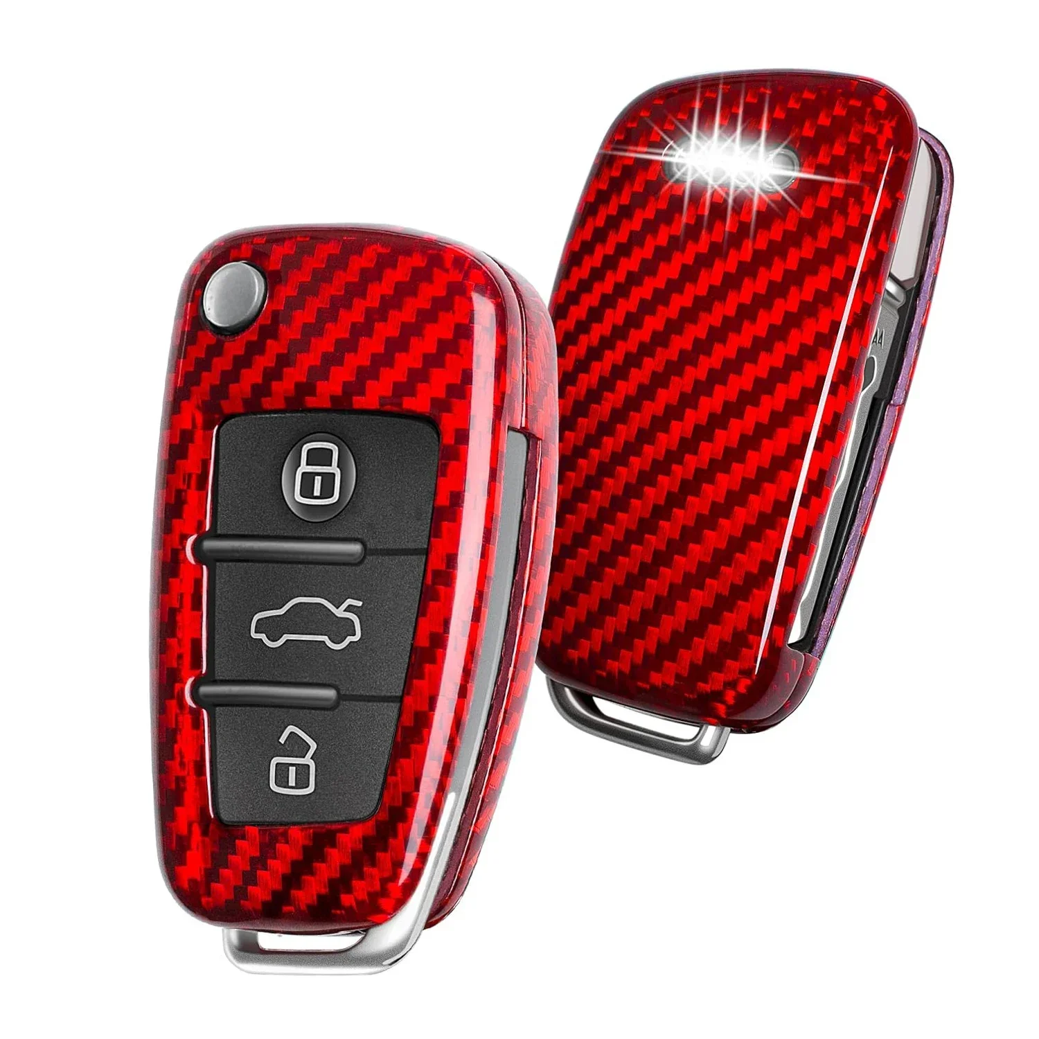 Carbon Fiber Key Fob Cover Case Protector Shell For Audi A1 A3 A4 A6 A8 Quattro Q2 Q3 Q7 R8 RS3 RS6 S3 S6 TT TTS Keyless Smart