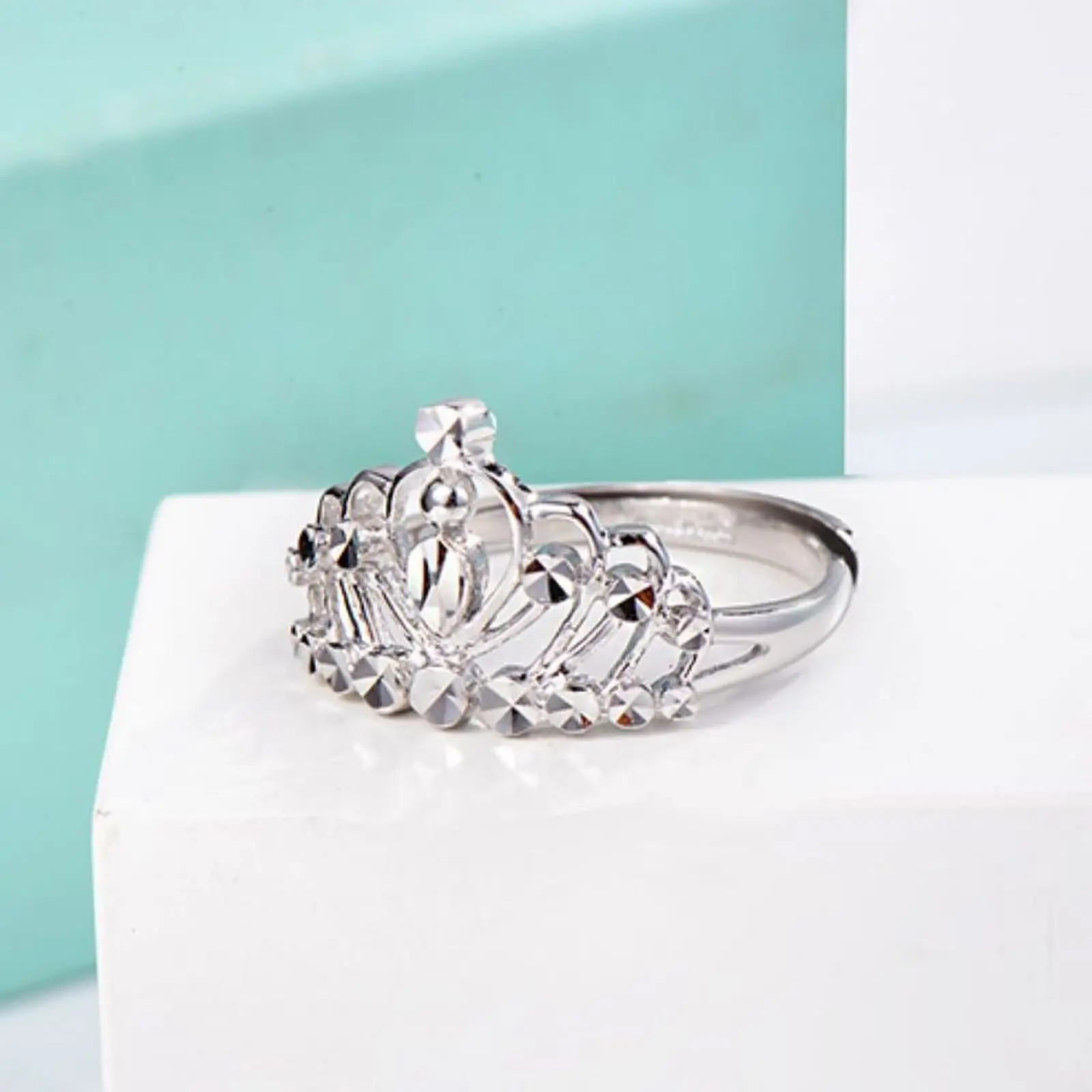 1PCS Real PT950 Pure Platinum 950 Band Women Gift Lucky Shiny Carved Crown Ring