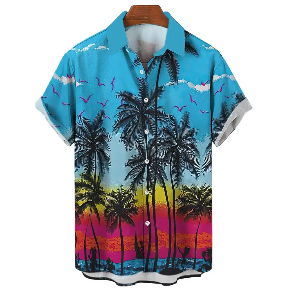 

2024 Men's hawaiian shirts 3D Prints coconut tree graphics summer short sleeve shirt for hawaii style fashion unisex aloha shirt