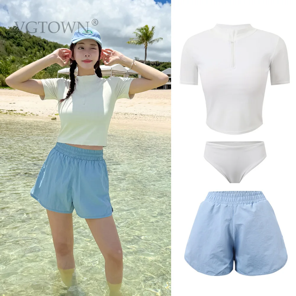 2026 New Plus Size Korean Style Three-piece Women Swimsuit Women Cover Belly Hot Spring Sexy Beachwear New Summer Bikini Set