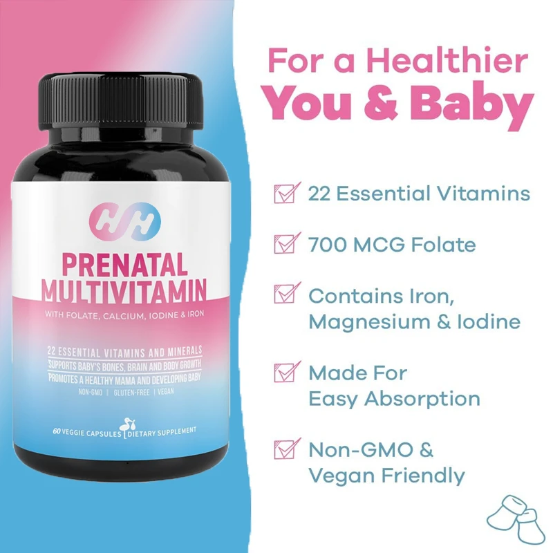 Prenatal Vitamins for Pregnant Women | Non GMO Containing Iron, Calcium, Vitamin D2, C, Zinc, and Folate for Pregnant Women