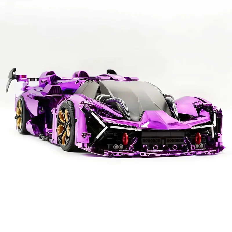 GULY 10611 MOC High-Tech Super Sports Car Building Blocks 1:8 Plating Purple Hypercar Bricks Puzzle Toy Birthday Gifts For Kids