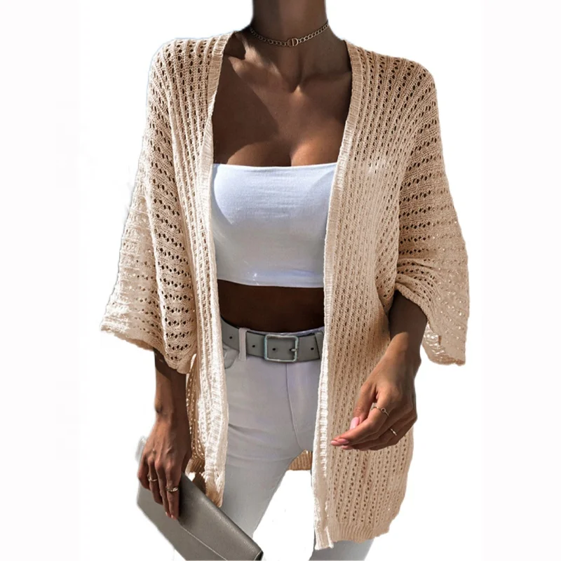 

Multicolor Merchandise in Stock Casual Summer Mesh Knit Sweater Long Sleeve Ladies Jacket Hollow Women's Cardigan Thin Sweater