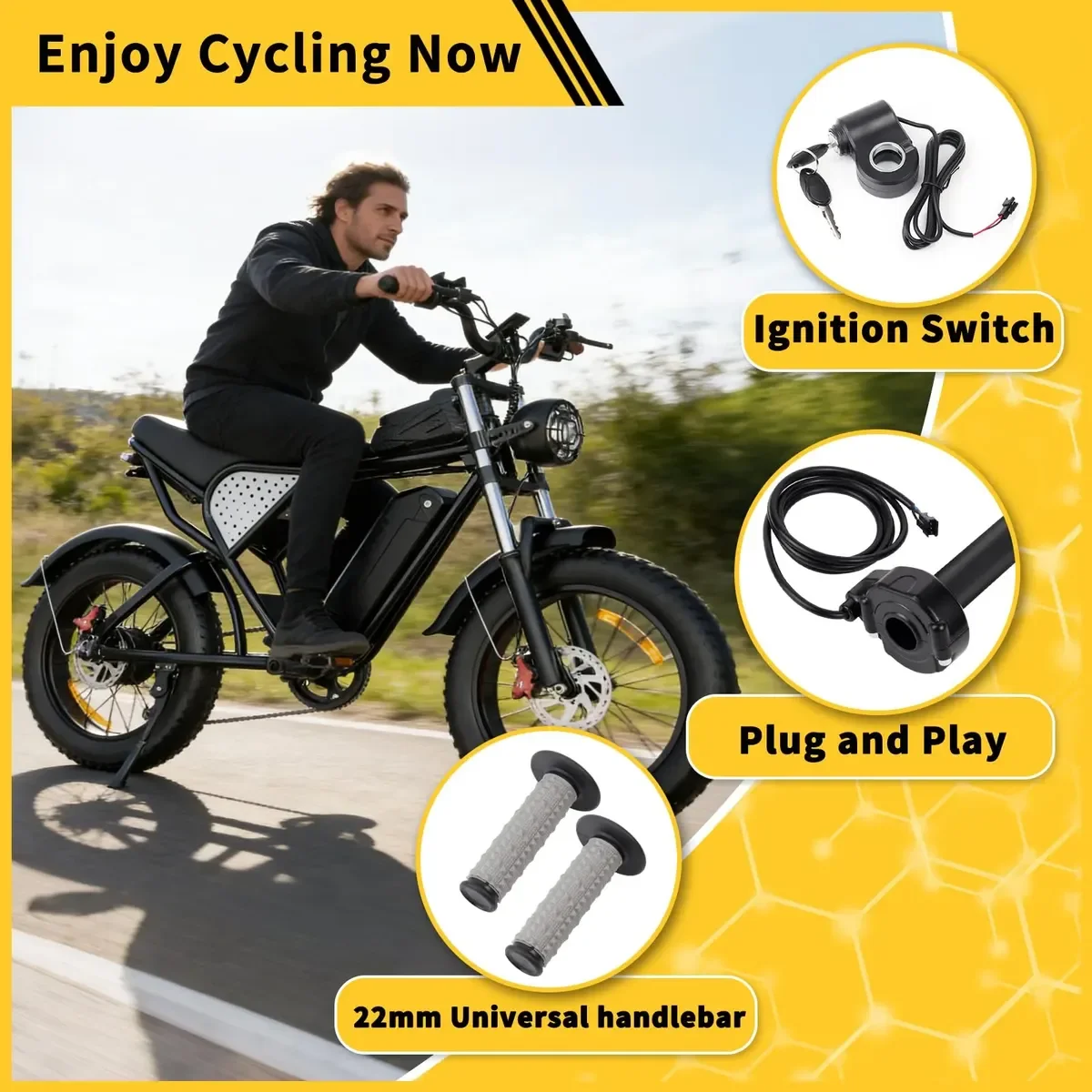 Universal 22mm Full Twist Throttle Grip Kit with Ignition Switch & Key for Ridstar Q20/H20 Pro/Surron E-Bike Scooter Plug & Play - view 5