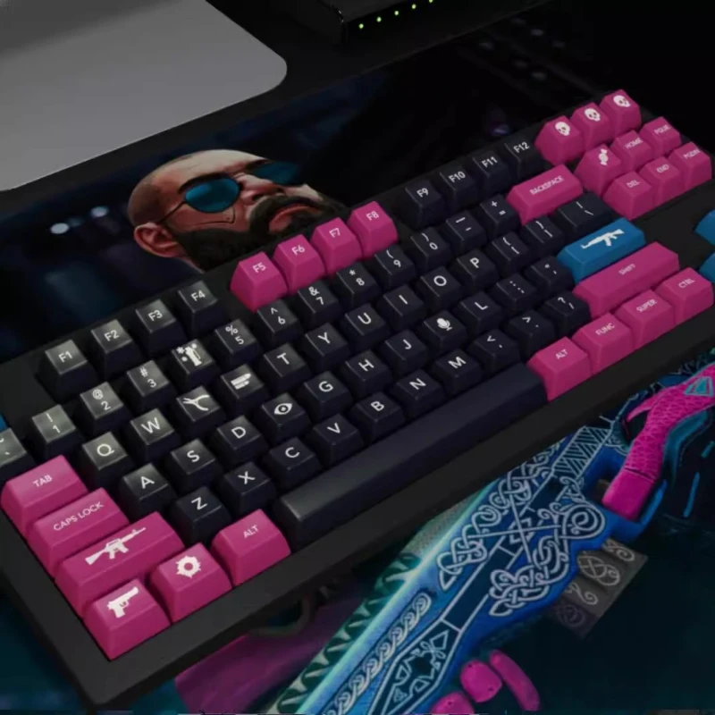 

ECCHOME Domikey Miami Keycap Custom DMK SA Profile Artisan Keyboard Caps Two Color Key Caps Mechanical Keyboard Gaming Accessory