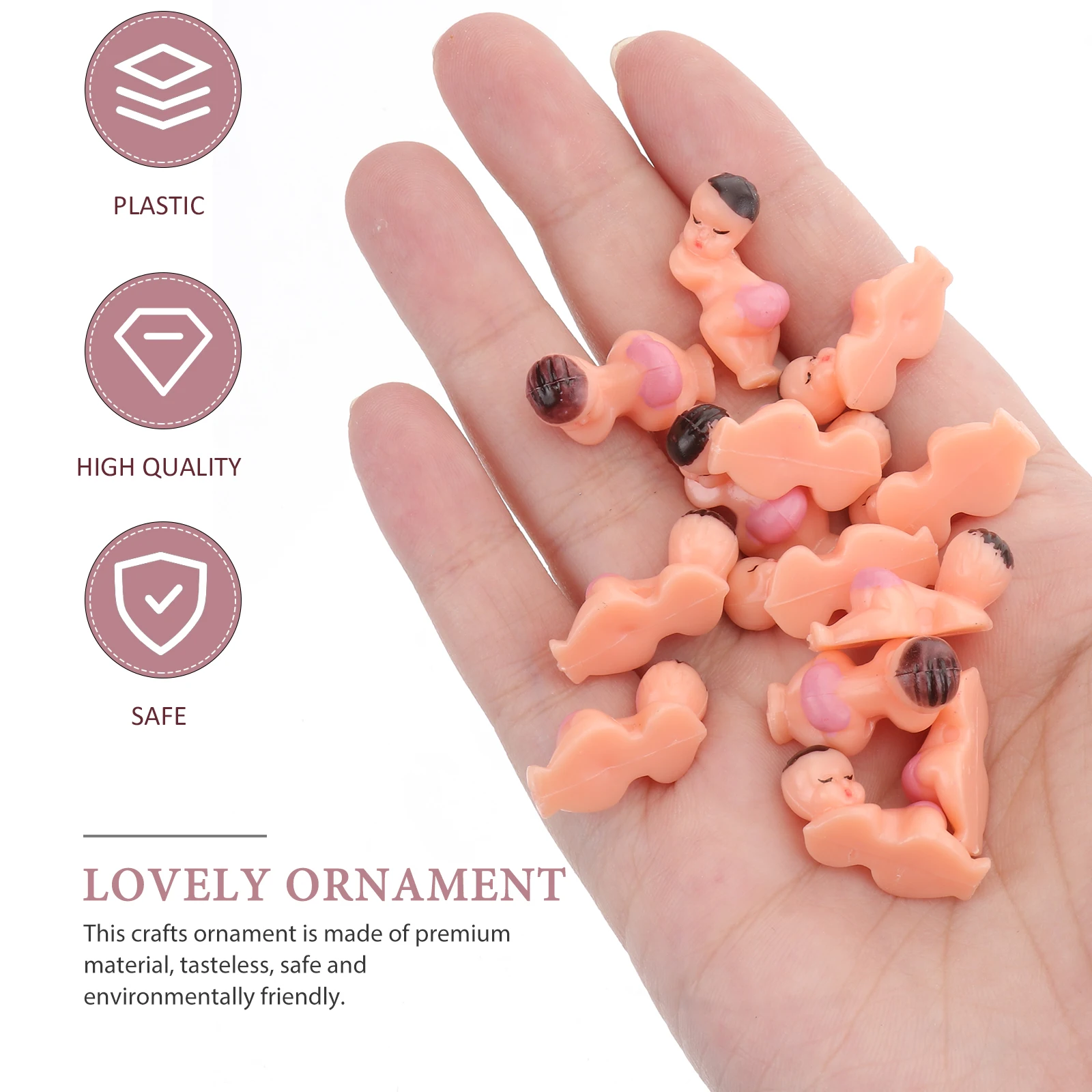 

20pcs Sleeping Baby Plastic Ornament Baby Shower Decoration Party Home Decor Desktop Crafts Kids Gift Micro Landscape Props Pink