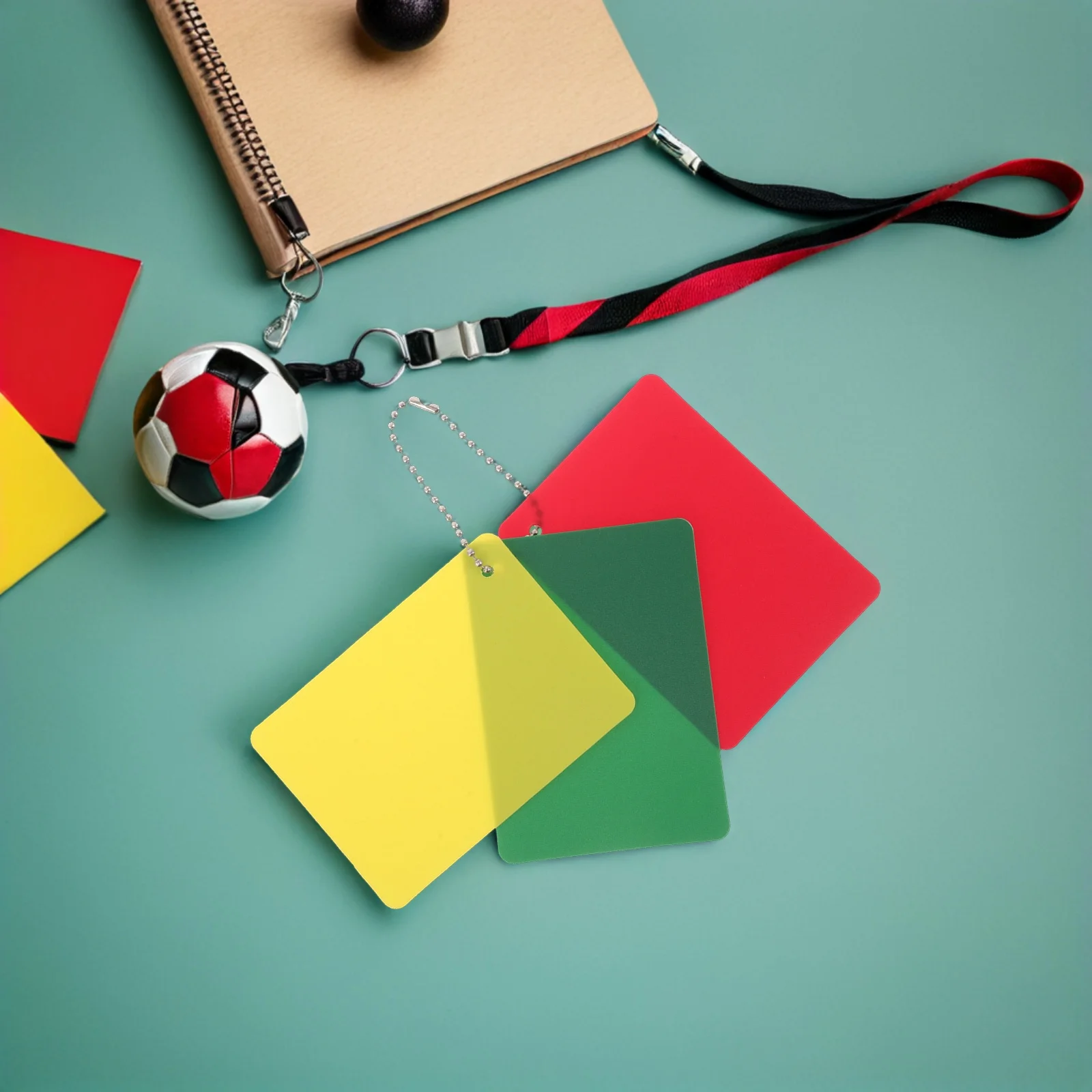 

4Sets Referee Card Set Professional Red Yellow Green Cards for Soccer Football Rugby Basketball Multi Sport Officiating Gear