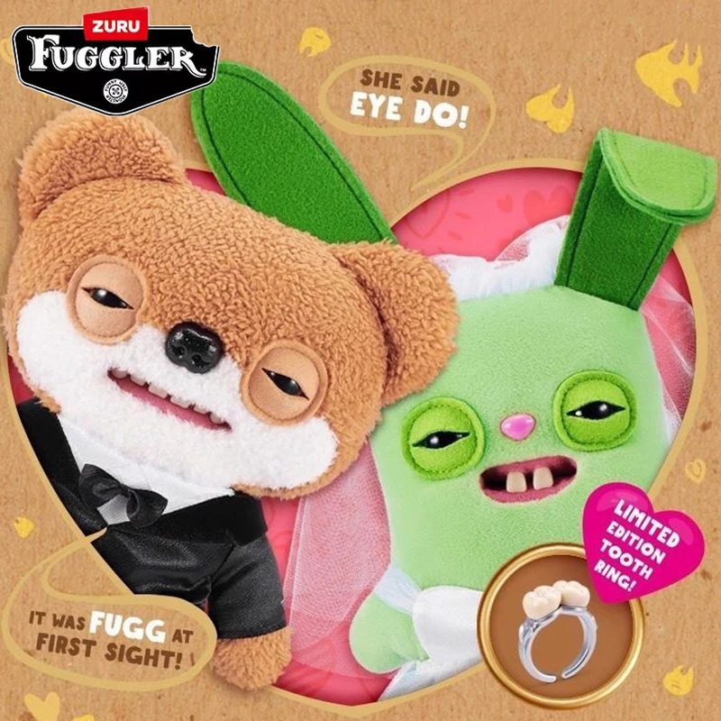 Fuggler Wedding Day Series Wedding Dress Soft Plush Doll Ugly Kawaii Teeth Monster Funny Cartoon Friend Marry Couple Toys Gifts