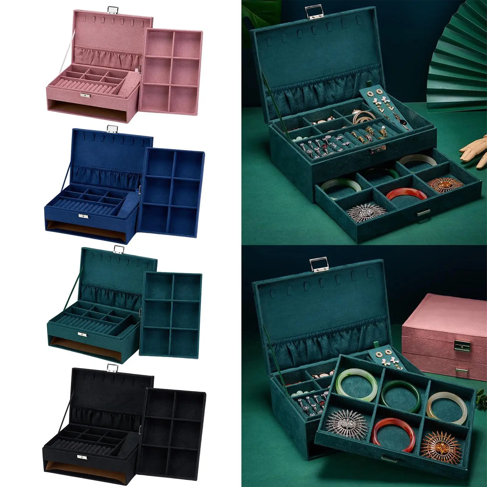 Velvet Jewelry Box Rings Necklace Hairpin Display Organizer Holder Container - view 3