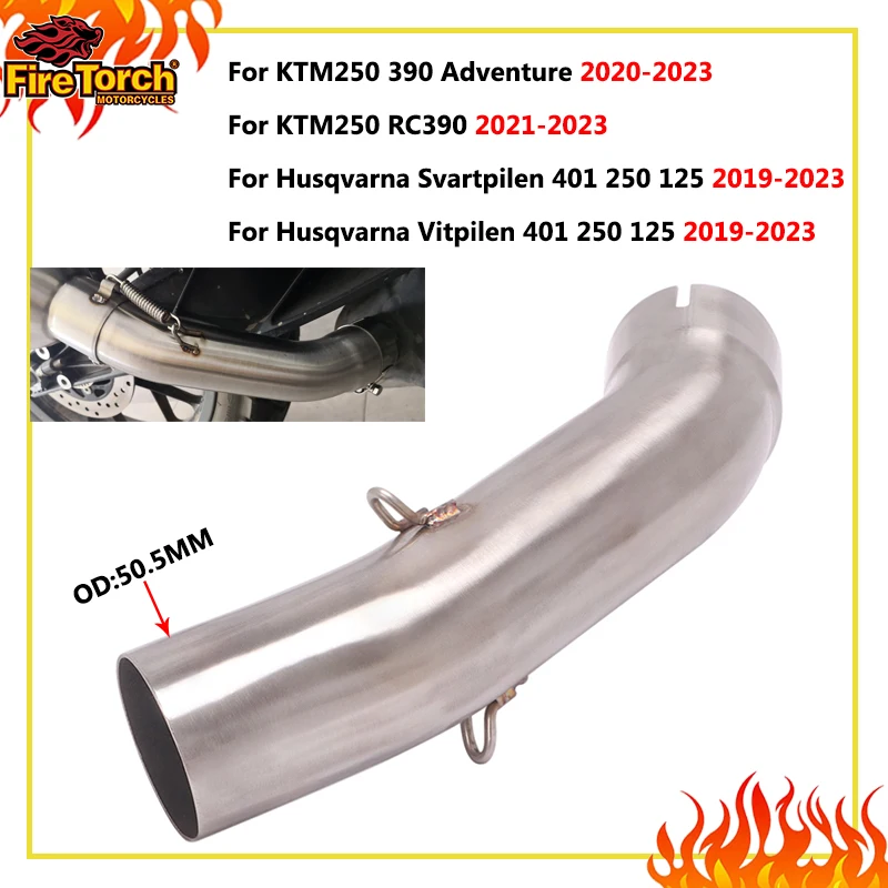 Motorrad-Auspuff-Verbindungsrohr 51mm Schalldämpfer für KTM DUKE 390 RC390 ADV Husqvarna Svartpilen Vitpilen 401 250 125 2019-2023