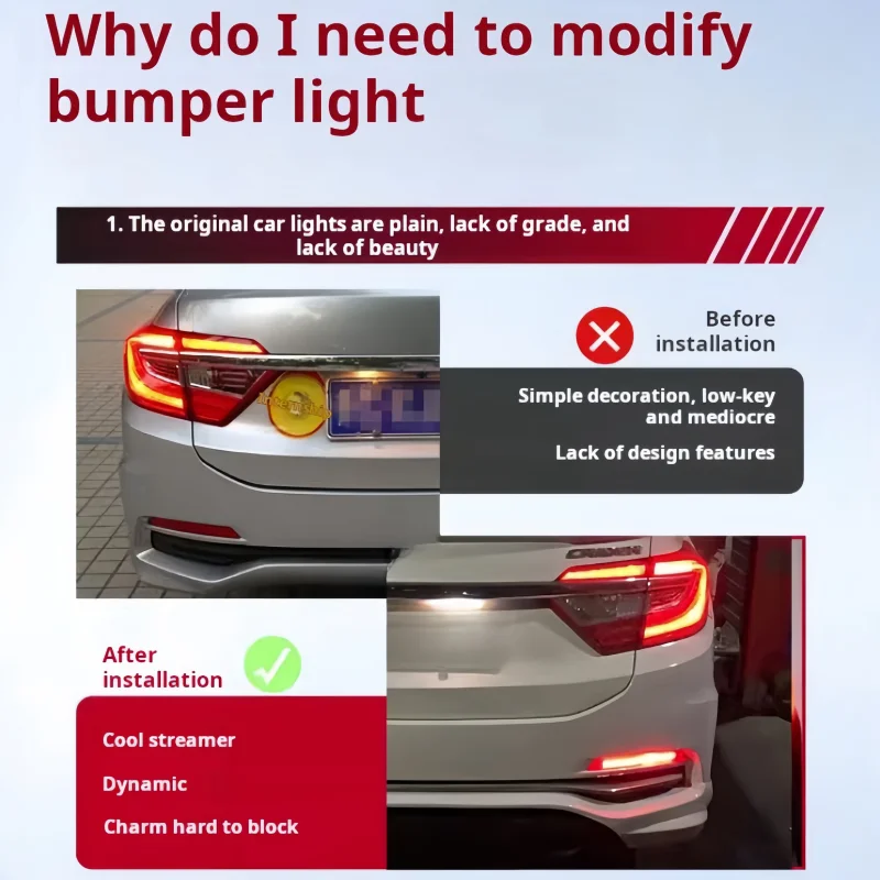 

ATGSA 13-18 for Honda Lampai rear bumper lights special modified LED turn signal, brake light and streamer pilot light