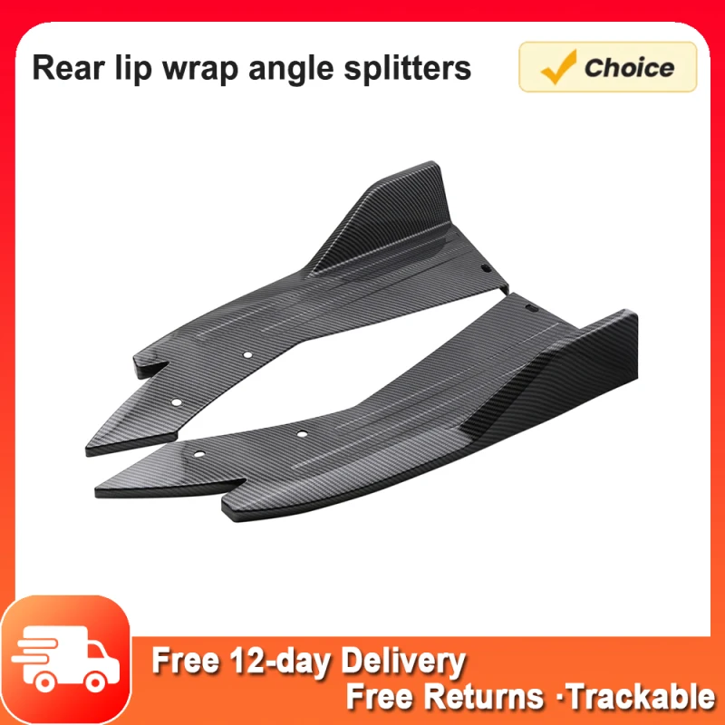 Rear Bumper Lip Splitter Universal Car Side Fender Fins Body Lip Spoiler Chin Skirt Protector 2pcs Rear lip wrap angle splitters