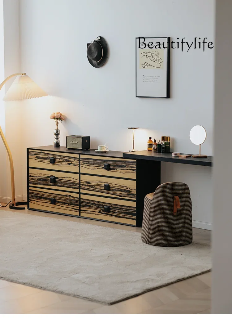 

Small apartment movable desktop bedside cabinet Black and white sandalwood tumor ink thinning expansion six-chest cabinet