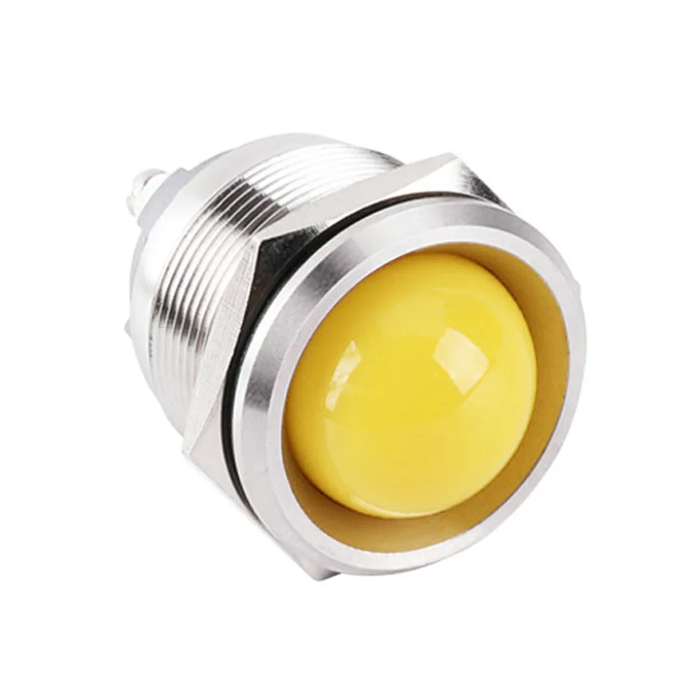 25mm IP67 Waterproof Metal LED Indicator Lamp Light Signal Pilot Warning Concave Stainless Steel Indicator Bulb Lamp Light