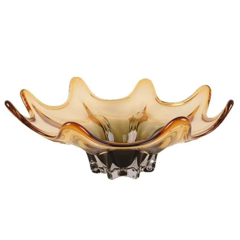 Modern simple glazed fruit plate household living room crystal coffee  dried fruit candy plate model room decorative fruit