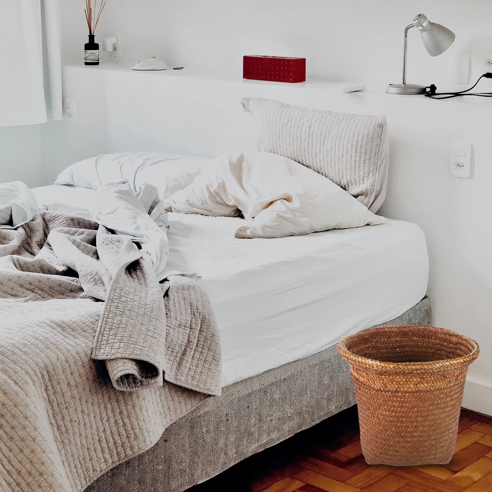 

Straw Woven Trash Can Coffee Medium Size Home Office Waste Paper Basket Container Storage HouseholdStorage Bin