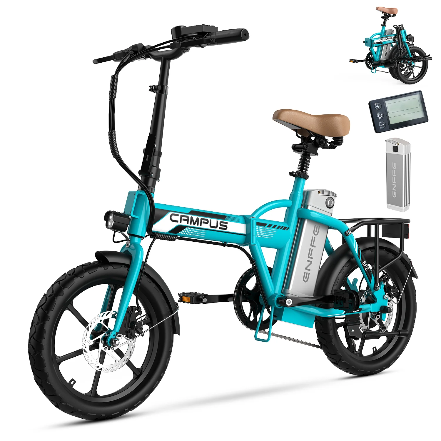 Folding Electric Bike for Adults 16" 1000W Peak 36V 13.5Ah UL Battery 40Miles 20MPH City Commuter Ebike Dual Disc Brakes 3 Riding Modes