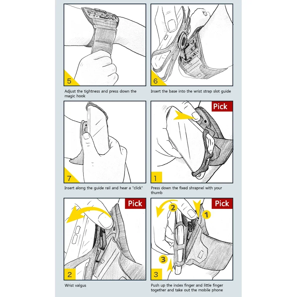 حامل هاتف للركض وركوب الدراجات ، سوار قابل للارتداء ، علبة سوار قابلة للتعديل ، درجة دوران ، 1-6 #4