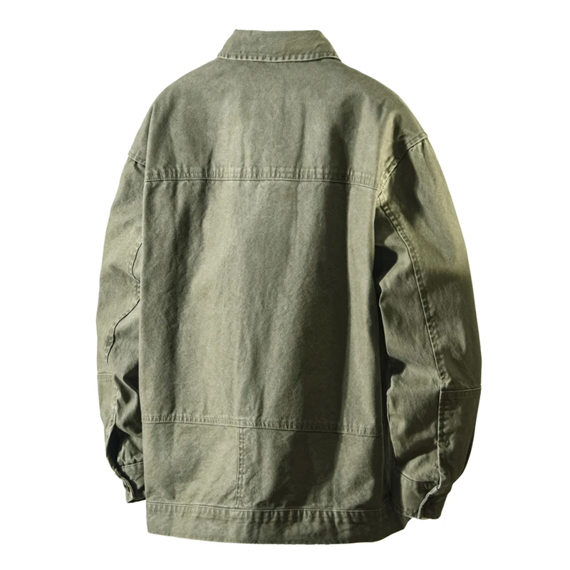 2026 Spring Autumn New Cargo Multi-pockets Loose Comfort Jackets for Men 100% Cotton Seagull Collar Sense of Layering Men Tops