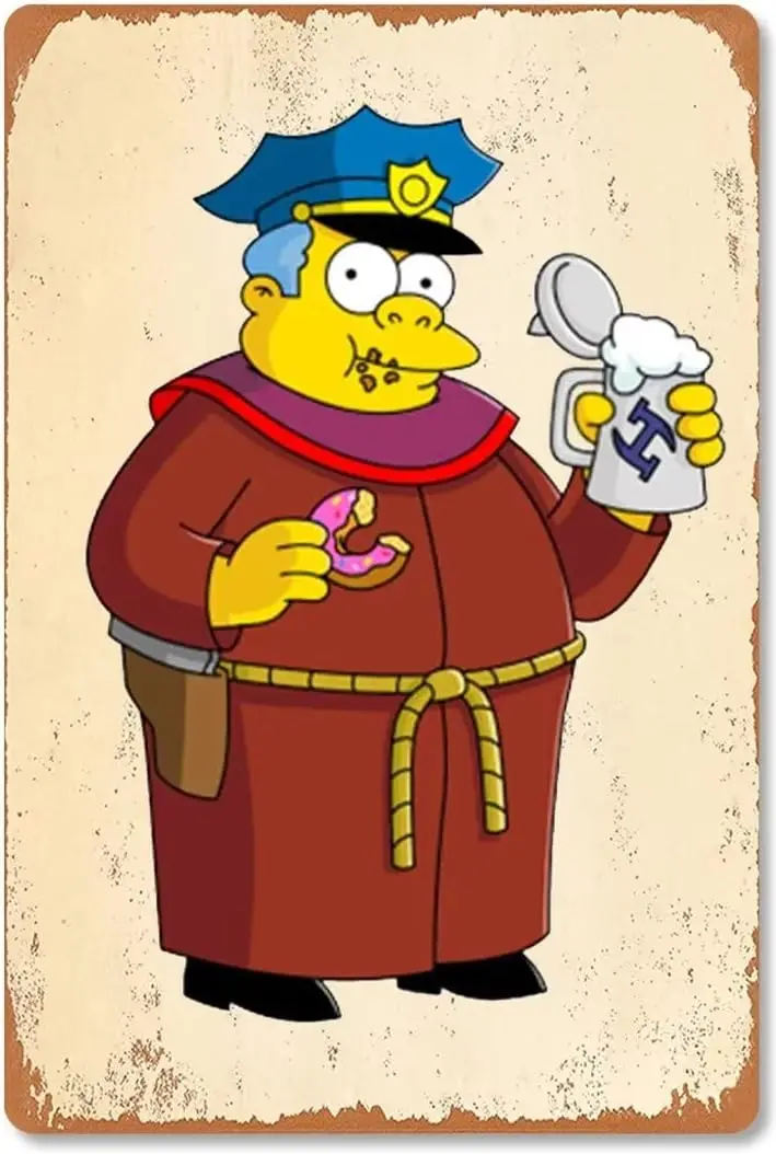 UOAIUDT Poster Metal Sign Clancy Wiggum And Homer Are In The Helicopter Tin Signs Retro Plaque Vintage Wall-aluminum