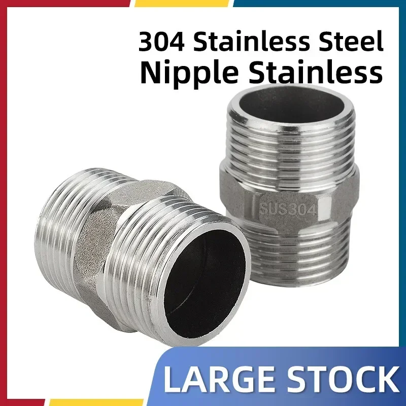 

Male Straight Hexagon Joint Nipple Pipe Connection 304 fittings Stainless Steel threaded 1/2" 1/8" 1/4" 3/8' pipe connector
