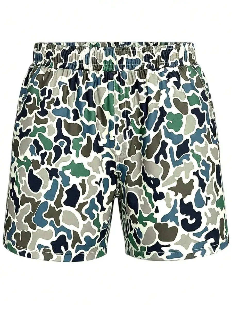 

Mens Camouflage Print Quick-Dry Beach Shorts Breathable Outdoor Sports Board Shorts