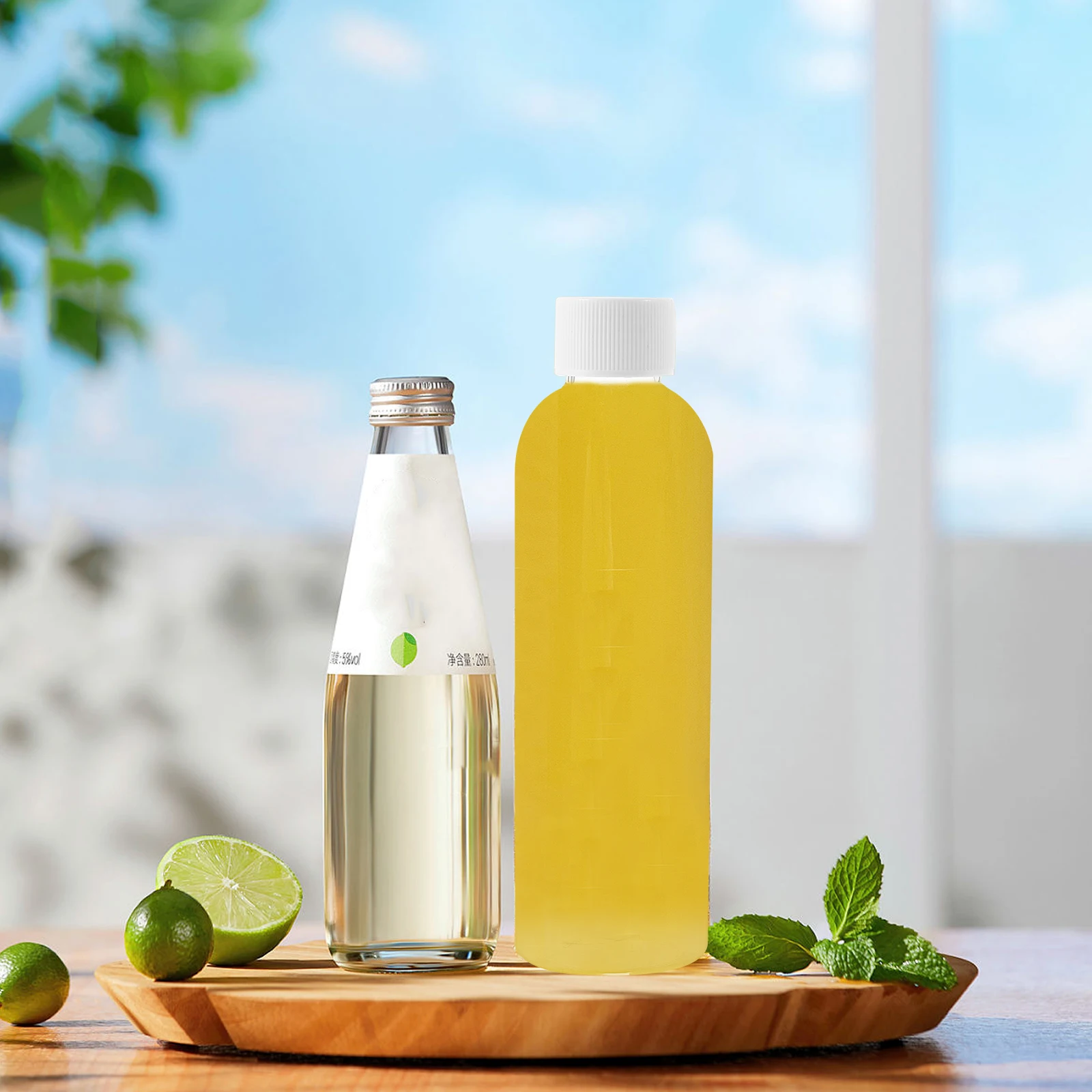 

20pcs Plastic Bottles Transparent Reusable Empty Juice Containers Leakproof Flat Bottom Travel Household Drink for Outdoor