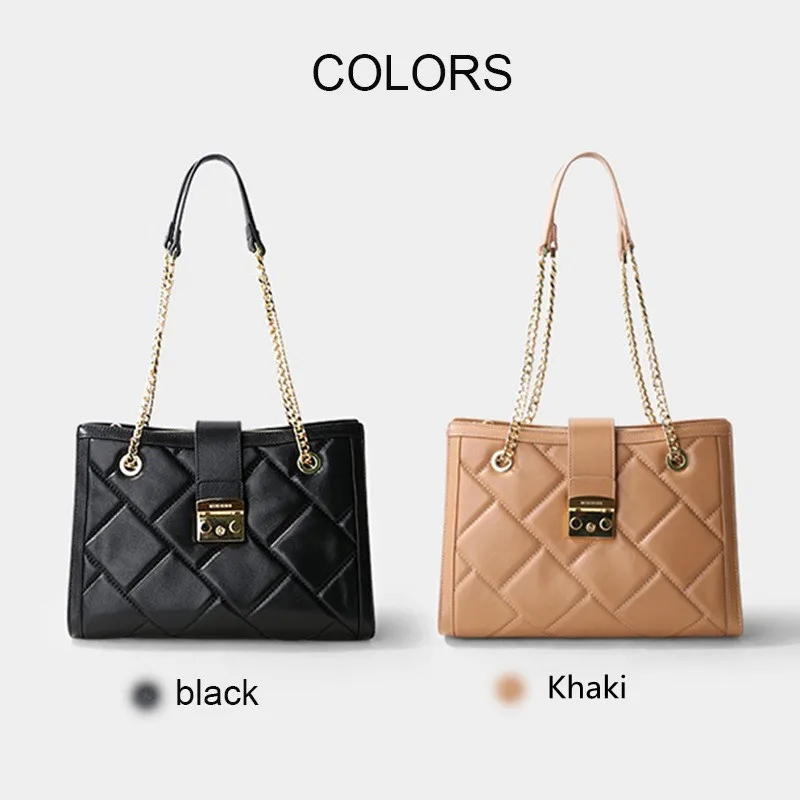 2023 New Designer Quality Genuine Real Leather Lambskin Handbag Shoulder Bag for Women Lady Large Capacity Fashion Chain Tote