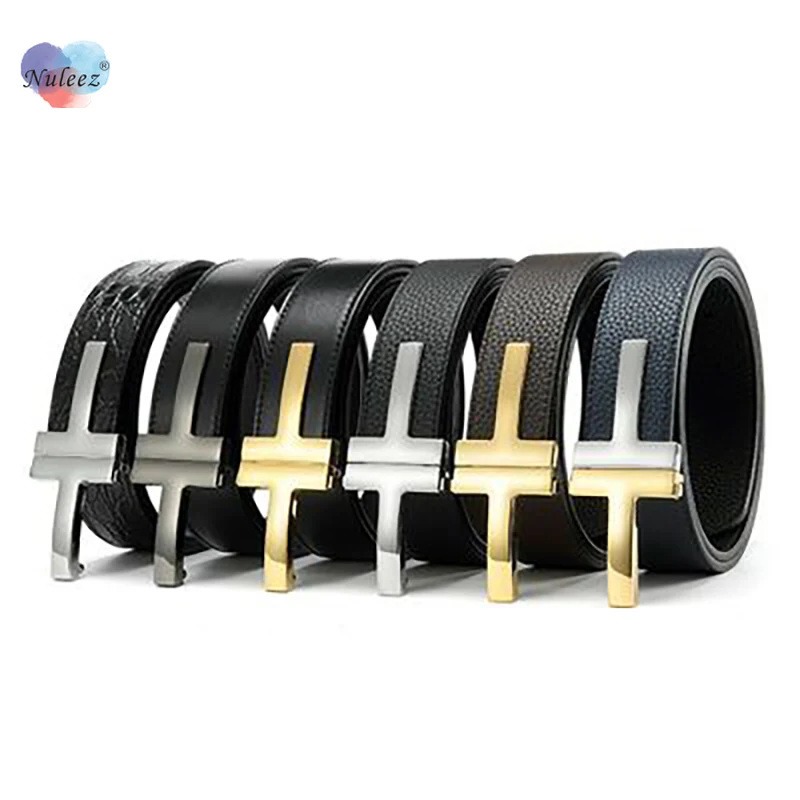 Double T Buckle Belt Men Genuine Cow Skin Luxury Top Quality Gift for Husband Business Style for Suits Gentlemen Waist Wearing