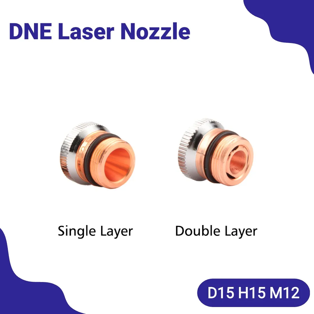 

10Pcs DNE Laser Nozzle D15 H15 M12 Single/Double Layer Chrome-plated Conusmables Caliber 0.8-5.0 for DNE Fiber Cutting Machine