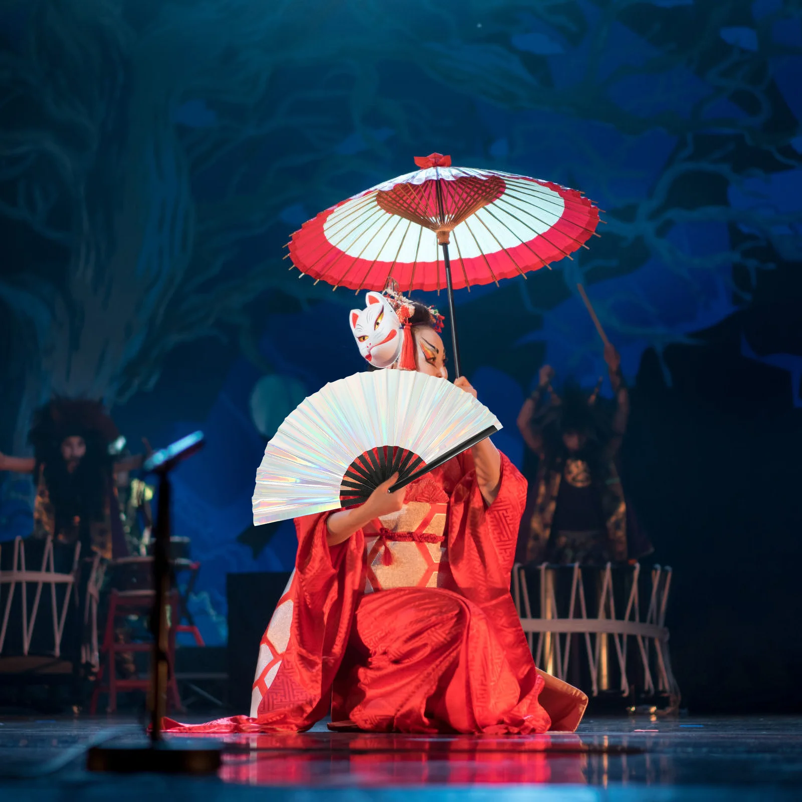 

Large Folding Hand Fan For Outdoor Events Stage Performance Rave Party Festival Decoration Lightweight Portable Pvc Bamboo