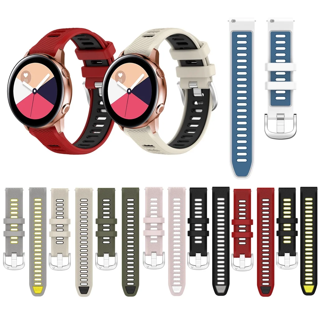 

20mm Silicone Strap For Samsung Galaxy Watch Active 2 40mm 44mm RUN WristBand Sport Bracelet Watch Band