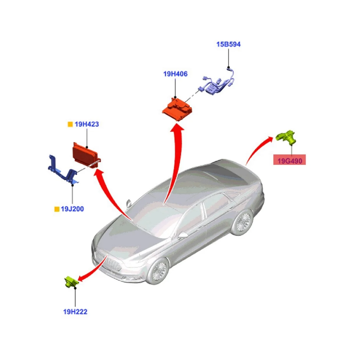 Câmera de estacionamento de reserva de reserva traseira do carro, GR2T-19G490-AB, para Ford Taurus 2.0L 3.5L 2015-2019, GR2T19G490AB