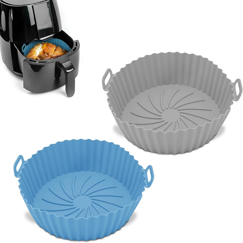 Round Silicone Air Fryer Liner 2Pcs Air Fryer Basket Set Reusable Airfryer Liners Air Fryer Liners Silicone Pot Oven Liner Kit