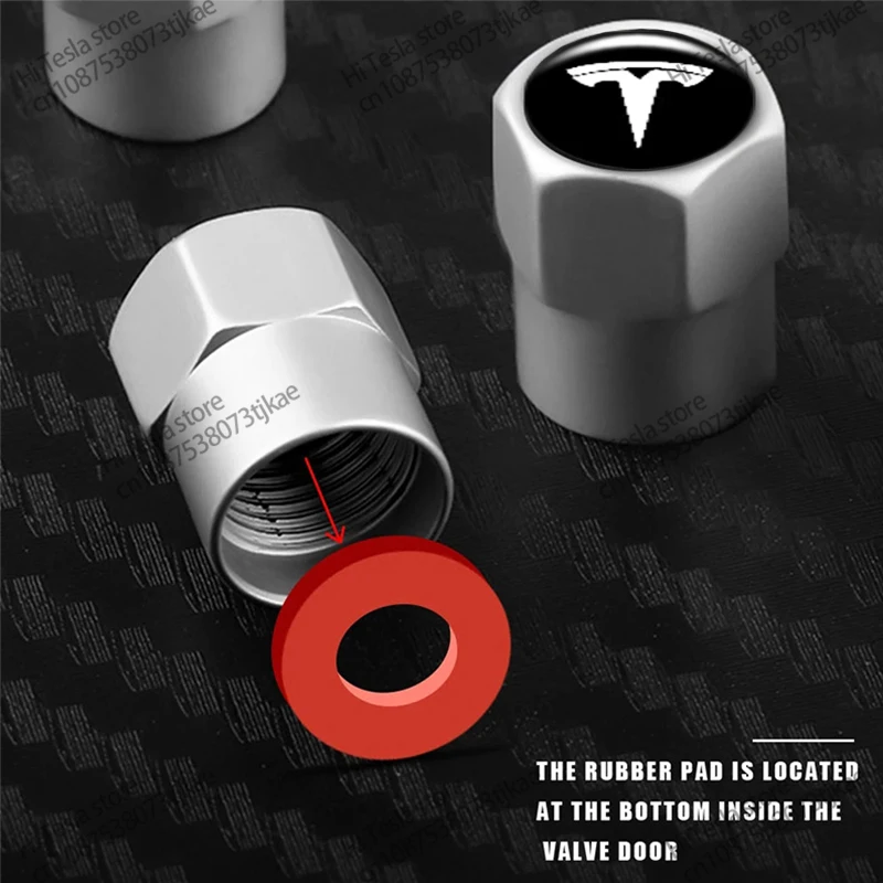 4 Pack Valve Covers Brand New Metal Wheel Tire Valve Covers for Tesla Model 3 Y X Z Sedan Style Tire Valve Covers Leakproof