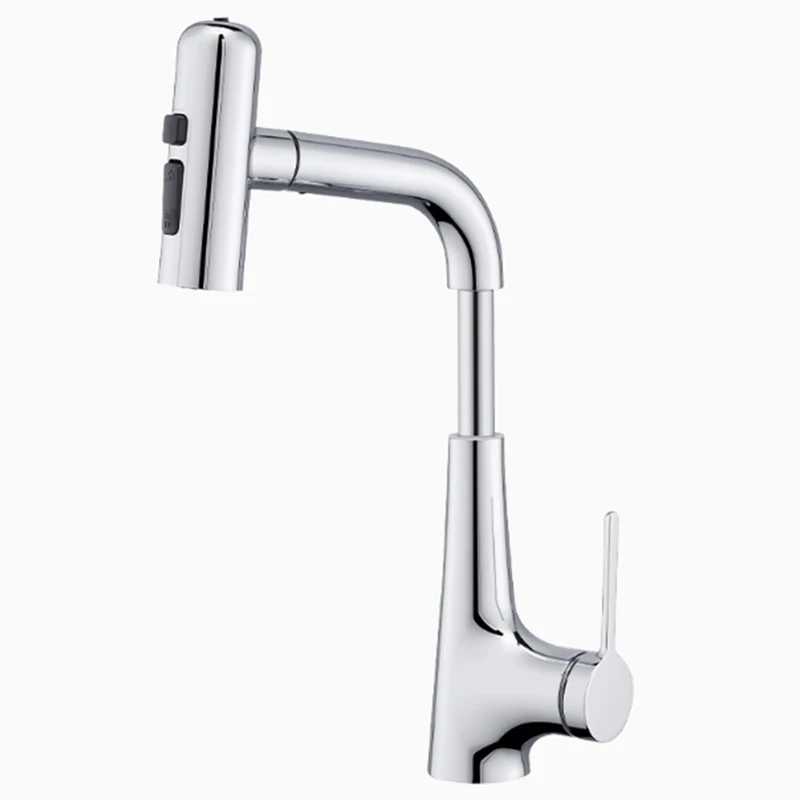 Kitchen Sink Faucet Pull Out Rotation Waterfall Stream Sprayer Stainless Steel Tap Hot Cold Mixer Faucet Deck Mounted