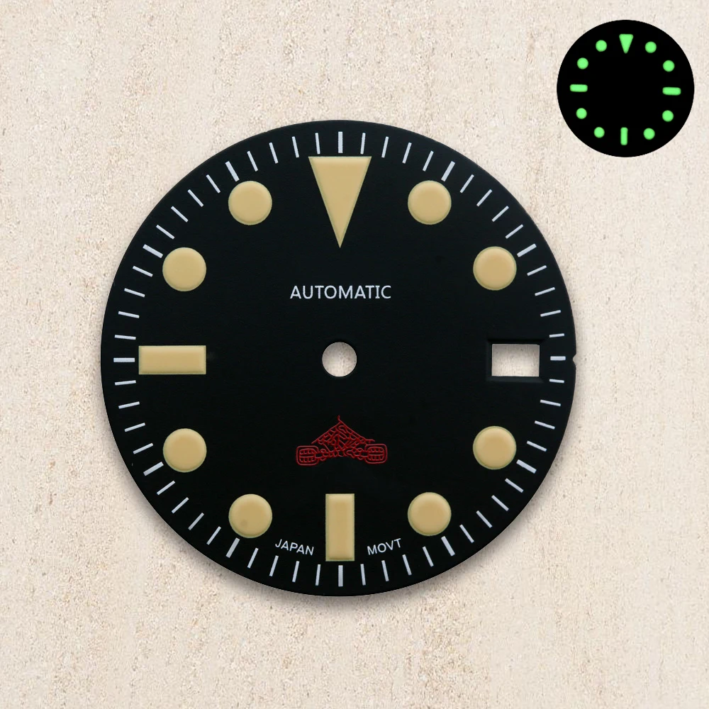 

28.5mm S Logo Dial Suitable For NH35/NH36 Japanese Automatic Movement Green Luminous Watch Modification Accessories
