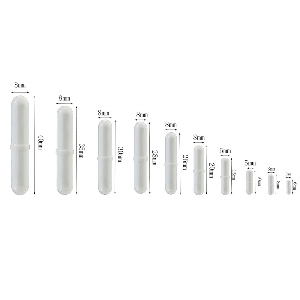 10Pcs PTFE Magnetic Stirrer Mixer Stir Bar Spinbar Stirring for Lab Use White Color