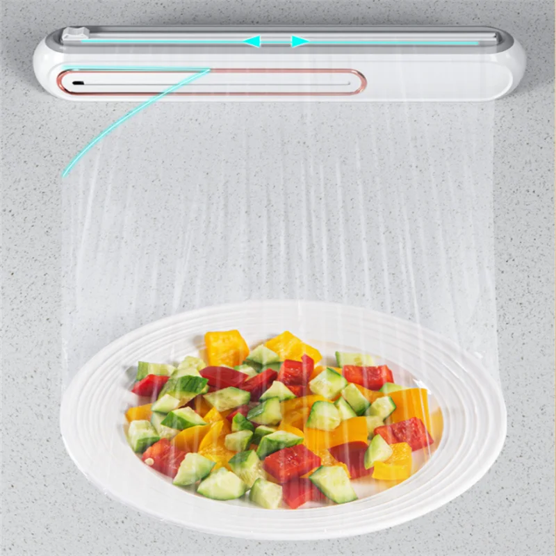 New Food Cling Film Plastic Wrap Cutting Box Wall-mounted Magnetic Aluminum Foil Slider Stretch Film Cutter Kitchen Accessories