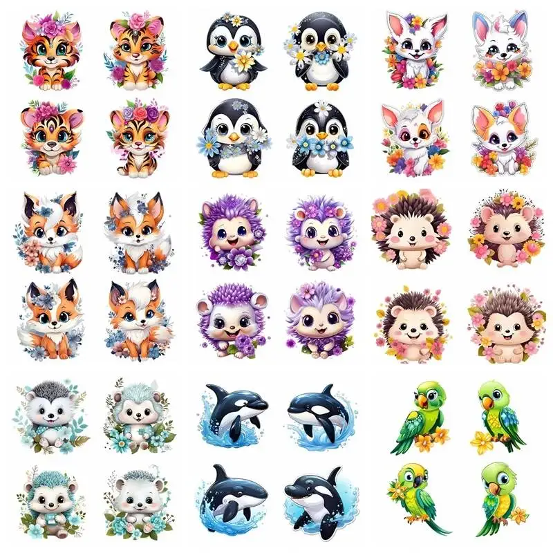 

Cartoon Iron Transfer Sticker, Fox, Parrot, Dolphin, Hedgehog, DIY A-Level, Washable Heat Press, Printed Accessories, Clothing P