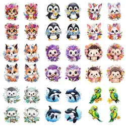 Cartoon Iron Transfer Sticker, Fox, Parrot, Dolphin, Hedgehog, DIY A-Level, Washable Heat Press, Printed Accessories, Clothing P