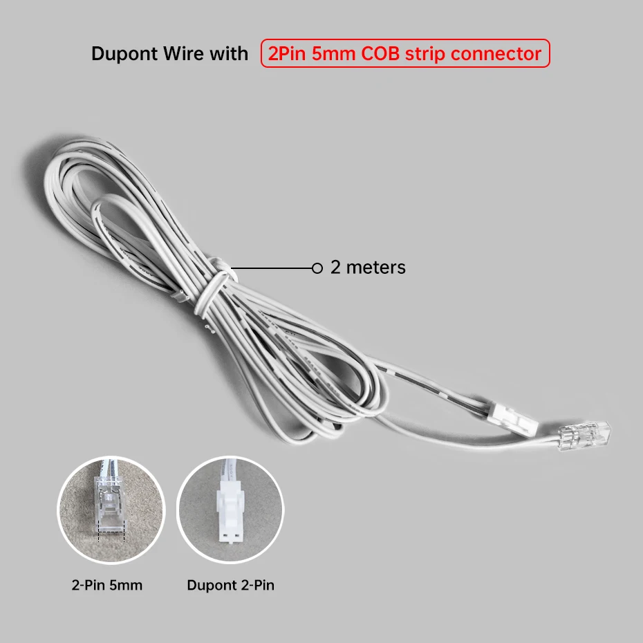 1/3/5 Stück 2m Schrank-Verbindungsleitung mit 2-Pin 5mm 8mm 10mm ultradünnem COB-LED-Streifen Schnellverbinder 12V 24V Verlängerungskabelanschluss