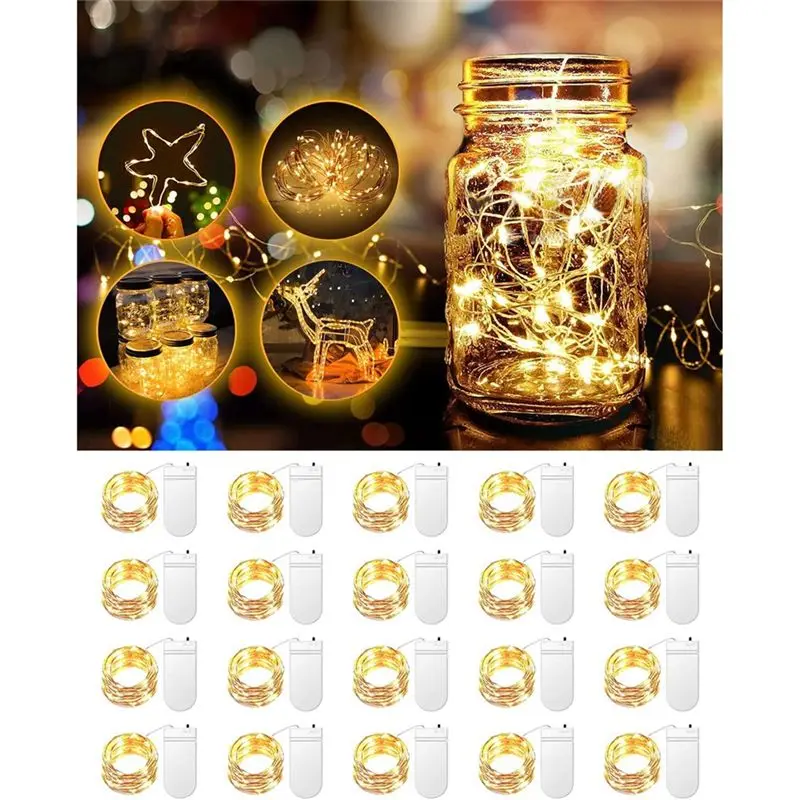 [NEWA64Z!】 Fairy Lights Starry Lights Battery Operated 3.3Ft 20LED For Mason Jars Christmas, Warm White