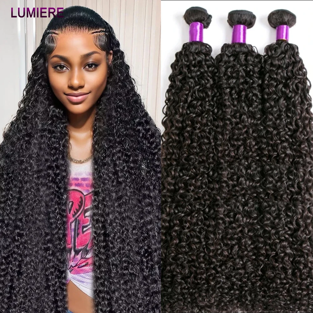 30 32inch Afro Kinky Curly Wave Human Hair 3/4 Bundle Deal Brazilian Afro Jerry Curly Raw Virgin Human Hair Weave Hair Extension