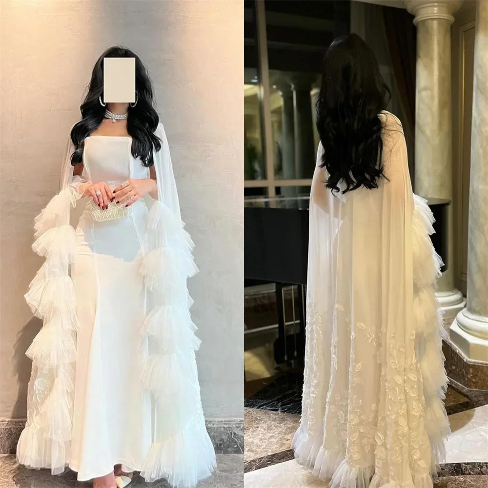 

Customized Saudi Arabia Prom Gown Formal Evening Dearin Strapless Column Ankle Length Skirts Fold Tulle Bespoke Oc