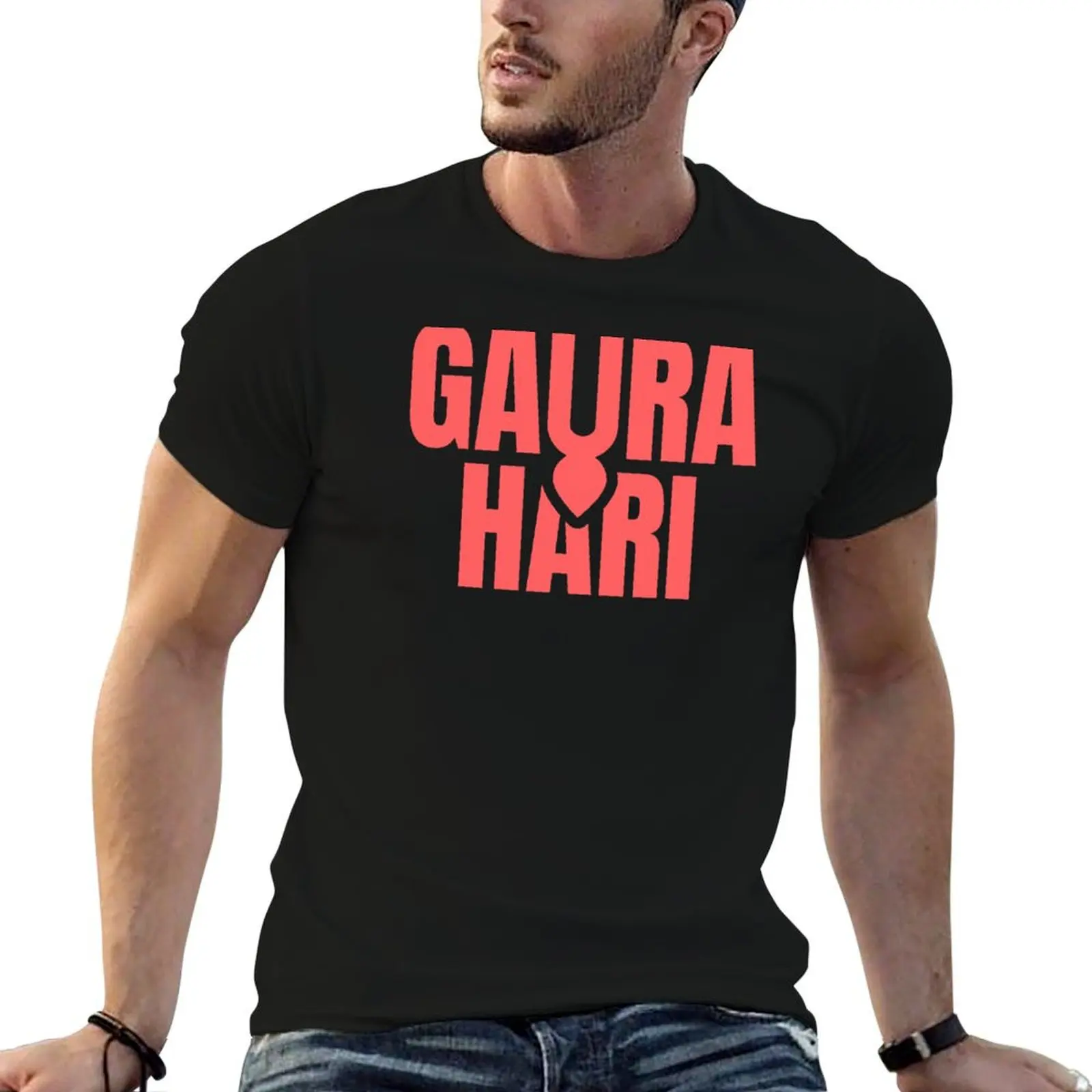 Gaura Hari with tilak lord Chaitanya tilak in red on white T-Shirt sweat anime figures tops men tshirt