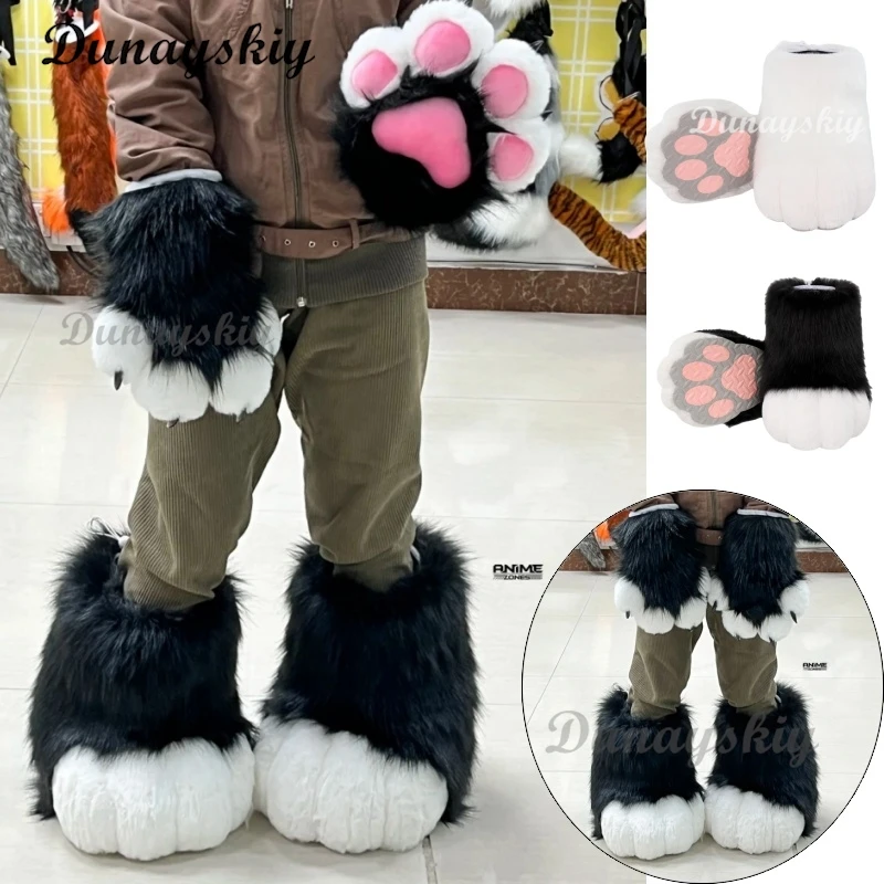 

Furry Fursuit Paw Shoes — обувь для косплея животных в японском стиле | Меховые сапоги на Хэллоуин, косплей на открытом воздухе