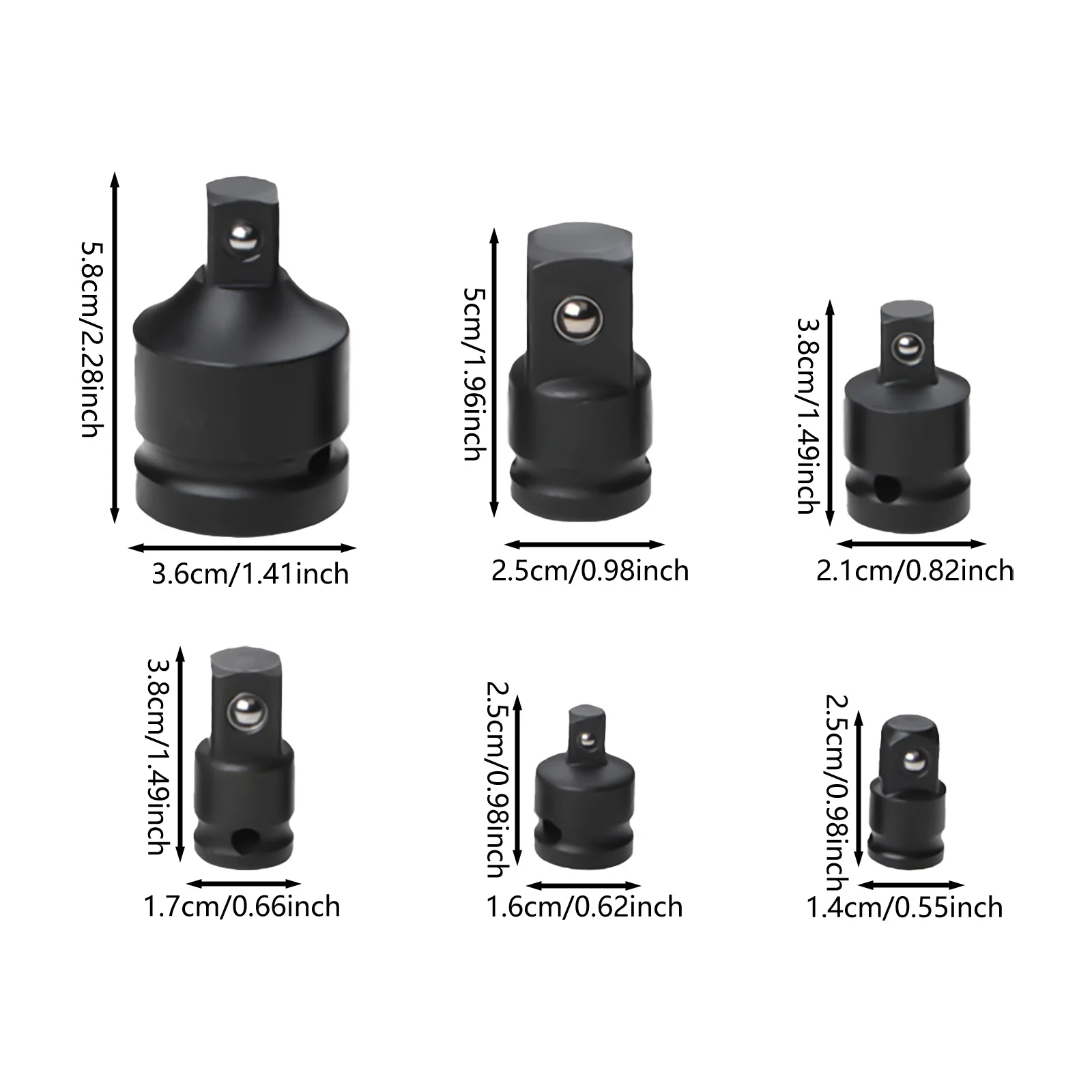 Juego de adaptadores de enchufe neumático de 1/4 3/8 1/2 3/4 1 pulgada, accesorio de taladro de ángulo recto de junta Universal para llaves de impacto, herramientas eléctricas