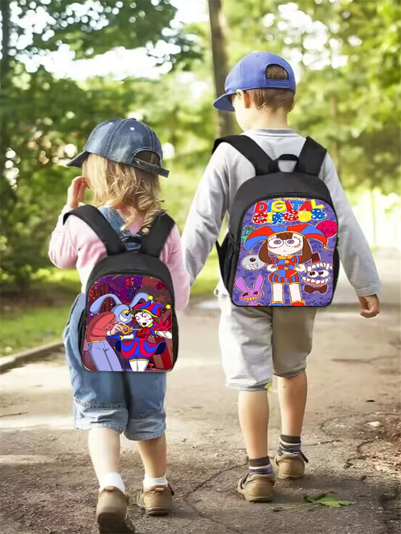 Amazing Digital Circus Prints Backpack Cartoon Anime Game School Bag with Double Zipper Pocket Custom add with Your Logo or Text