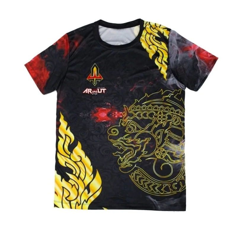 2026 Outdoor Boxing And Fighting Jersey Buakaw Muay Thai Training Breathable Quick Dry Uniform Men's And Women's Fitness T-shirt